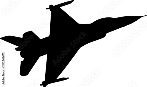 silhouette vector illustration of fighter plane, isolated on white