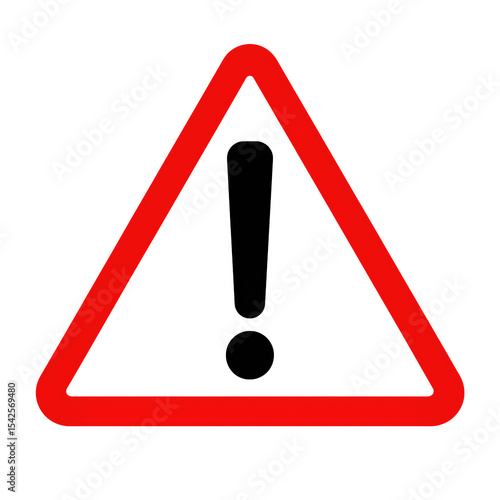 A warning sign with a red triangle and a black exclamation mark on a transparent background.