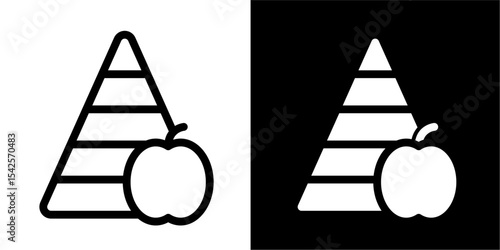 Food Pyramid with Apple Icon: Healthy Eating & Nutrition