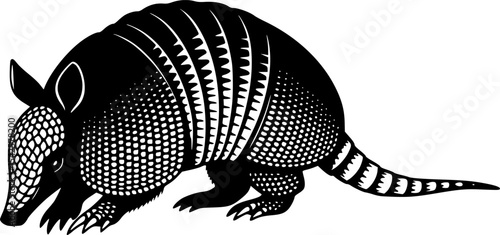 Armadillo vector illustration silhouette cute mammal animal drawing graphic art design isolated on white
