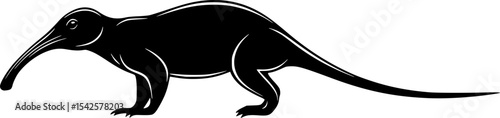 Silhouette of an anteater walking gracefully on a white background

