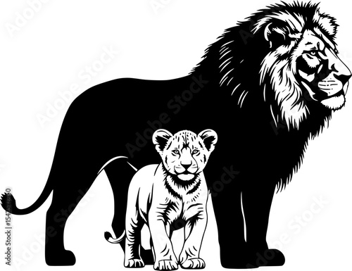 Lion and Cub Silhouette
