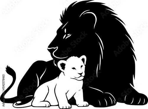 Lion and Cub Silhouette
