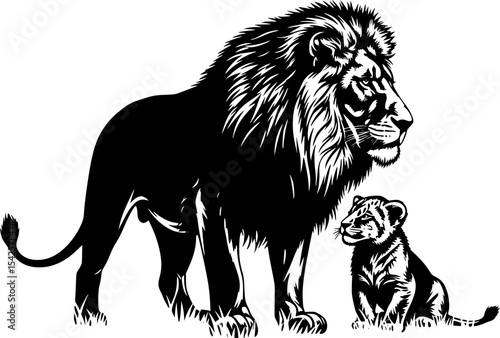 Lion and Cub Silhouette
