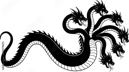 Hydra Silhouette with Multiple Heads
