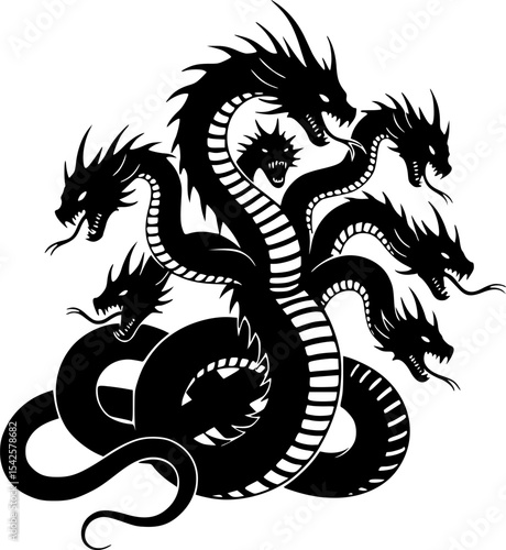 black hydra creature illustration clip art preview