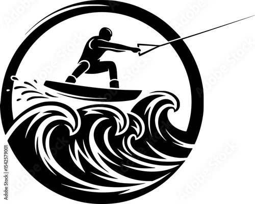 Wakeboarder Jumping Waves
