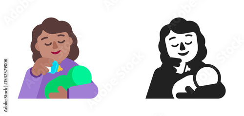 Parent Feeding Child Purple Medium