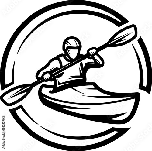 Kayaker in Action Silhouette
