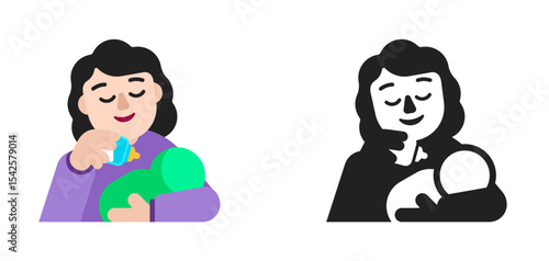 Parent Feeding Child Purple Pale