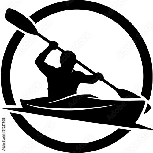 Kayaker in Action Silhouette
