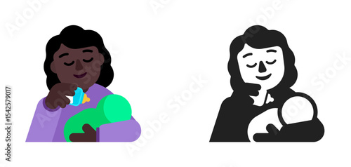 Parent Feeding Child Purple Dark