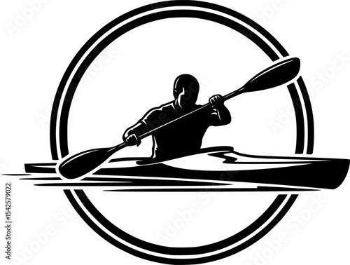 Kayaker in Action Silhouette
