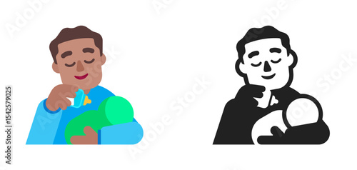 Parent Feeding Child Blue Brown