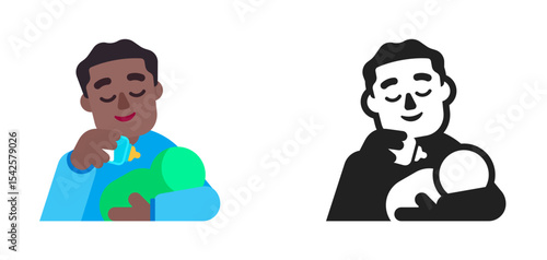 Parent Feeding Child Blue Dark