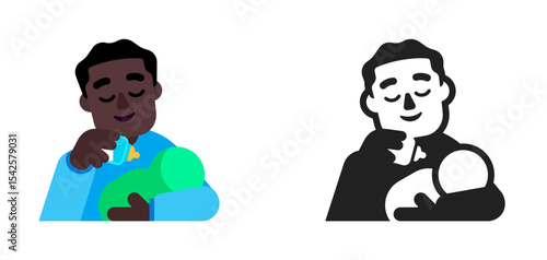 Parent Feeding Child Blue Black