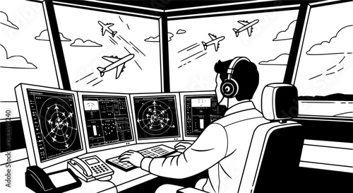 Air Traffic Controller in Action
