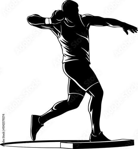 Shot Put Athlete in Silhouette
