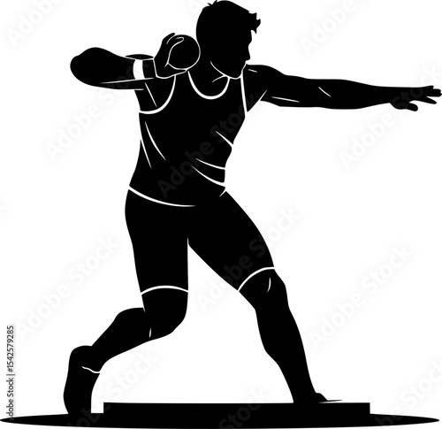 Shot Put Athlete in Silhouette
