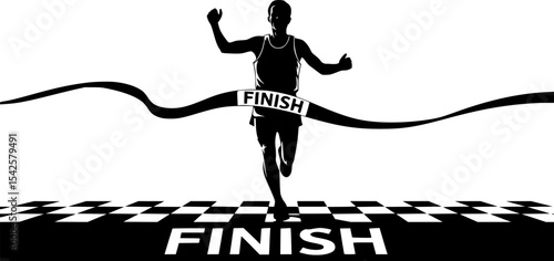 Marathon Runner Finish Line Silhouette
