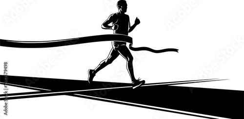 Marathon Runner Finish Line Silhouette
