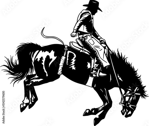 Rodeo Cowboy on Bucking Horse Silhouette
