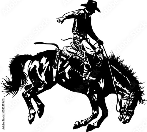 Rodeo Cowboy on Bucking Horse Silhouette
