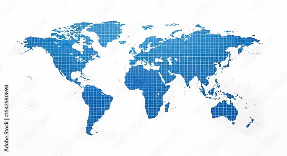 Fototapeta premium World map, Map, World, World Map Pixelated Blue