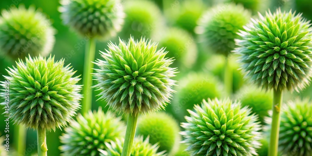 Obraz premium green spiky flowers or seed heads from above