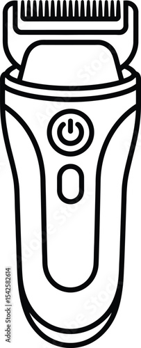 Electric Hair Trimmer Vector – Beard Clipper Line Art Grooming Tool Illustration