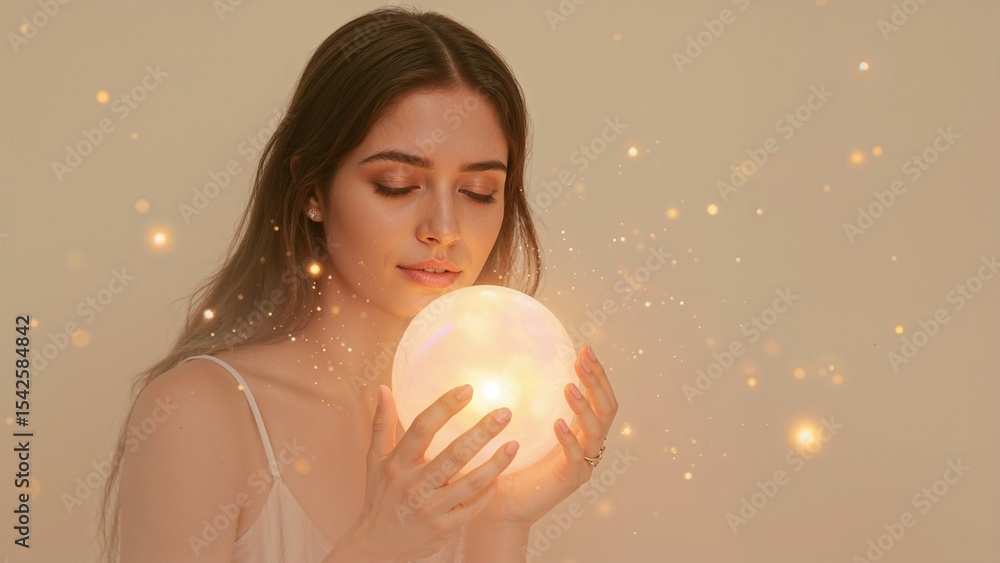 Naklejka premium lady with lamp