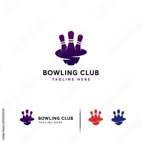 Bowling club  design with bowling pins in a dish.