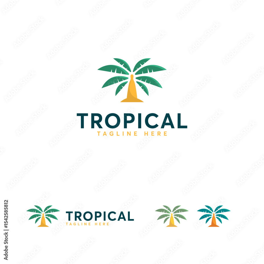 Fototapeta premium Colorful design of a tropical palm tree.