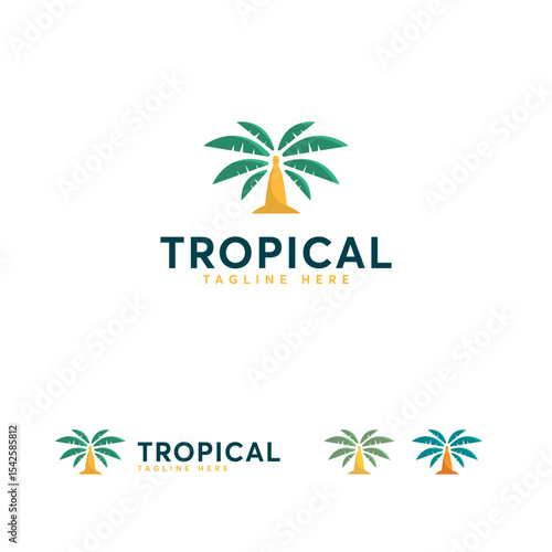 Colorful  design of a tropical palm tree.
