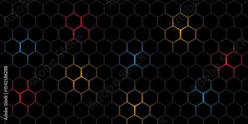 Hexagonal cyberspace green background. Hexagon grid tech pattern.