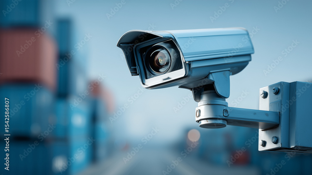 Security Camera Surveillance Device in Shipping Container Yard Security Camera Surveillance Device in Shipping Container Yard