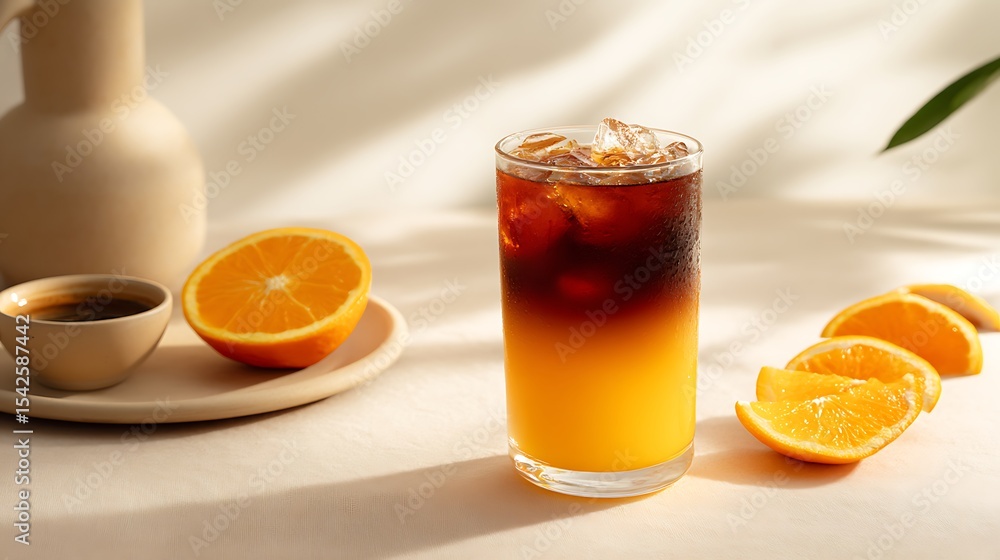 Fototapeta premium オレンジ香る爽やかアイスコーヒー