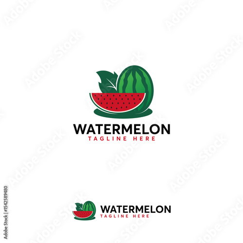 Watermelon  design with a whole and slice watermelon.