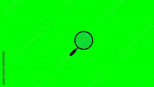 Magnifying glass search icon concept animation on green screen