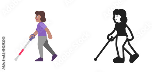 Person with Cane Medium Purple