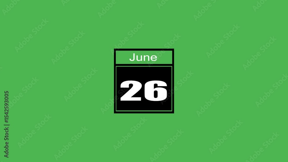 26 june . Calendar appearing, with the pages dropping down to the date . Calendar appearing, with the pages dropping down to the date 26 june . Calendar appearing, with the pages dropping down to the date . Calendar appearing, with the pages dropping down to the date