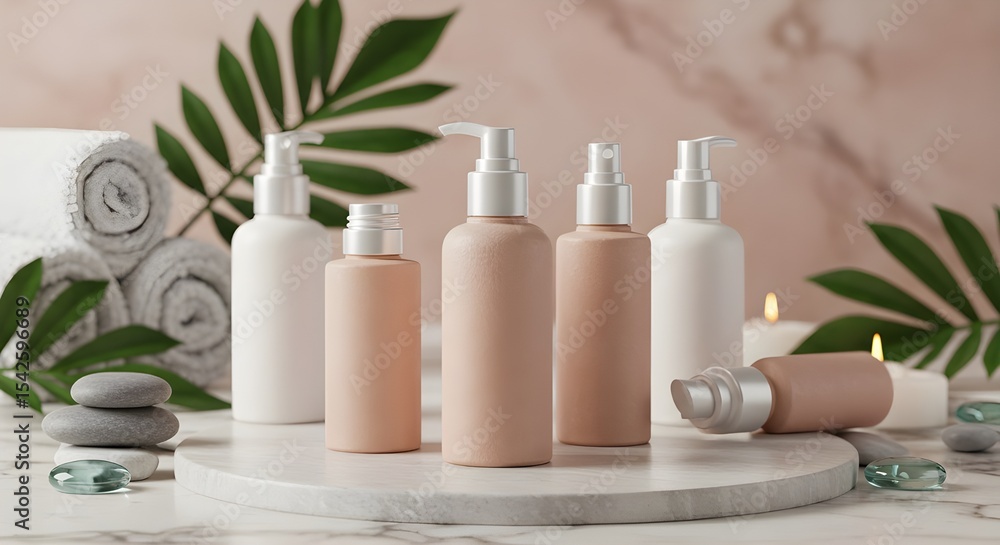 White Cosmetic Bottles Spa Scene Minimal Clean White Cosmetic Bottles Spa Scene Minimal Clean