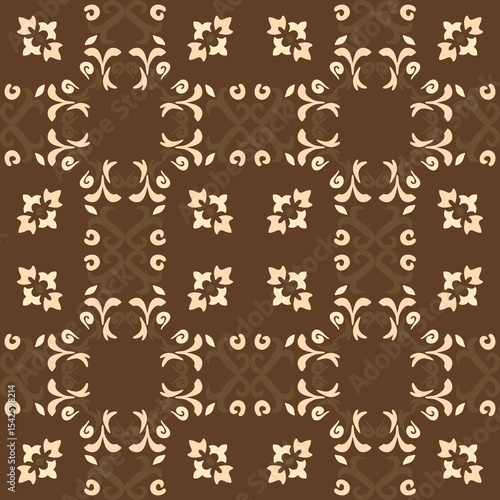 Wallpaper Mural Seamless vintage damask floral tile design in brown and earthy tones, perfect for textile prints and home decor. Torontodigital.ca