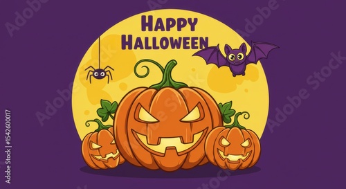 Wallpaper Mural Happy halloween jack olantern moonlit scene Torontodigital.ca