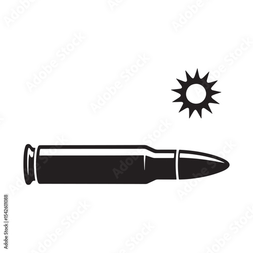 Bullet and Bullet Hole Silhouette Vector | Ammunition Icon Set