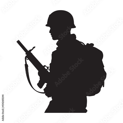 Standing Soldier Silhouette Vector | Military Tribute Illustration