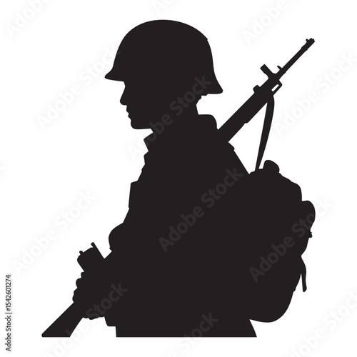 Standing Soldier Silhouette Vector | Military Tribute Illustration