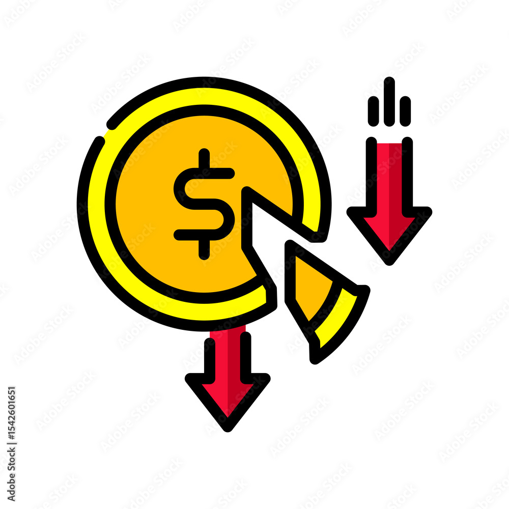 Cost Reduction lineal color icon Cost Reduction lineal color icon