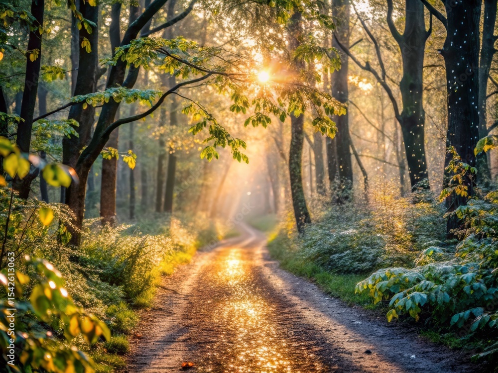 Fototapeta premium Sunlit Forest Path