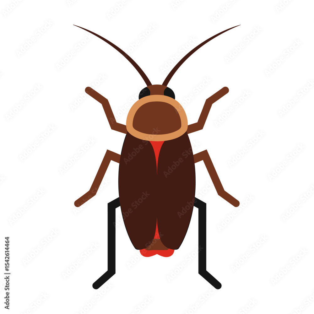 Fototapeta premium Cartoon vector cockroach illustration isolated on white background close up